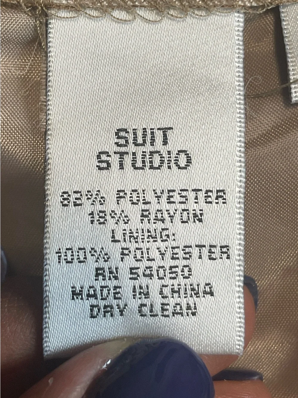 Suit Studio Women's Dress Pants Size 12 Taupe Herringbone Pinstripe High Waist